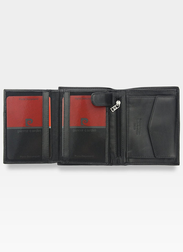 Vīriešu ādas maks Pierre Cardin Tilak58 326 melns ar RFID aizsardzību S436
