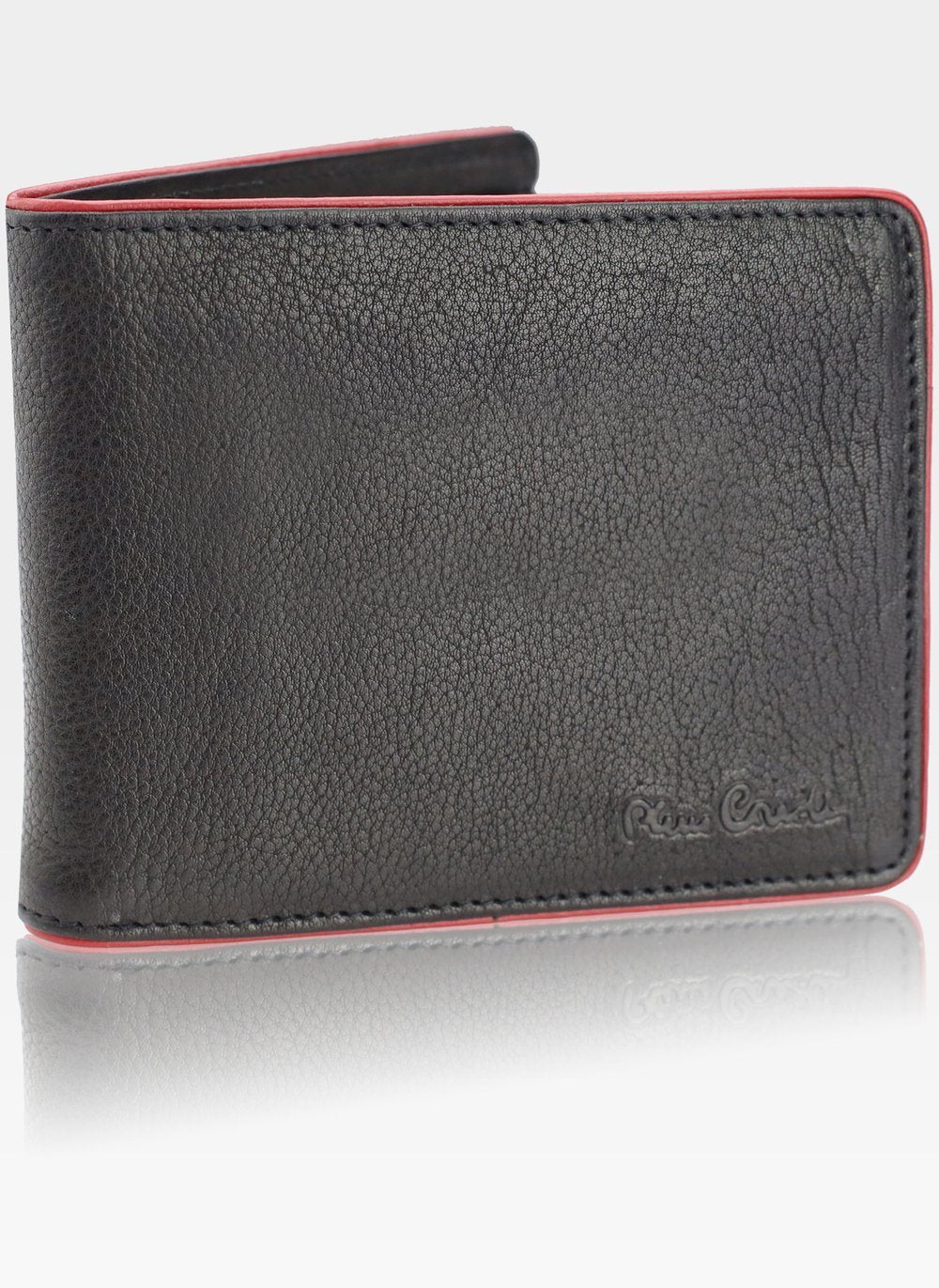 Vīriešu ādas maks Pierre Cardin Tumble 88061 melns + sarkans S430