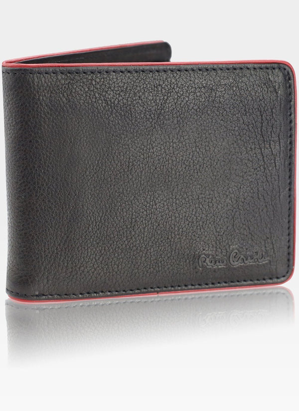 Vīriešu ādas maks Pierre Cardin Tumble 88061 melns + sarkans S430