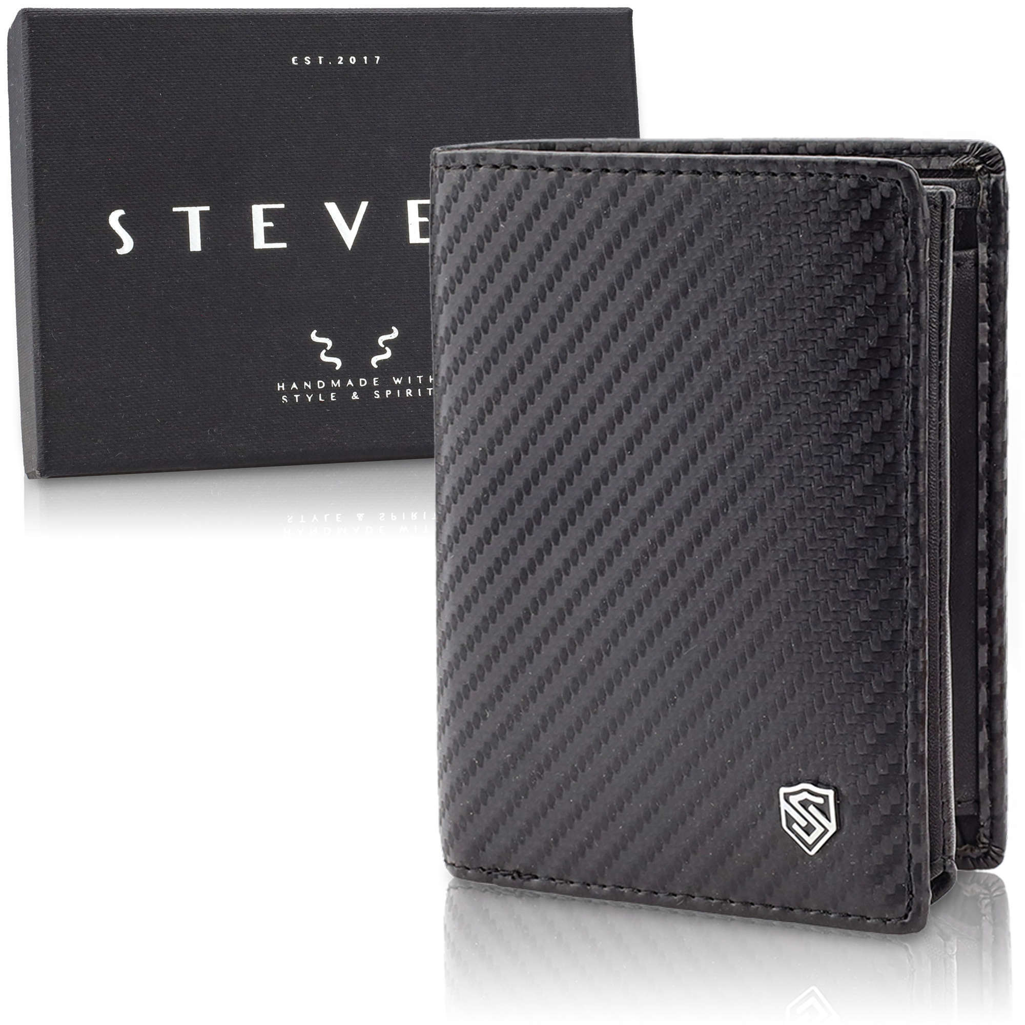 Vīriešu ādas maks Stevens 326 Carbon, melns S188
