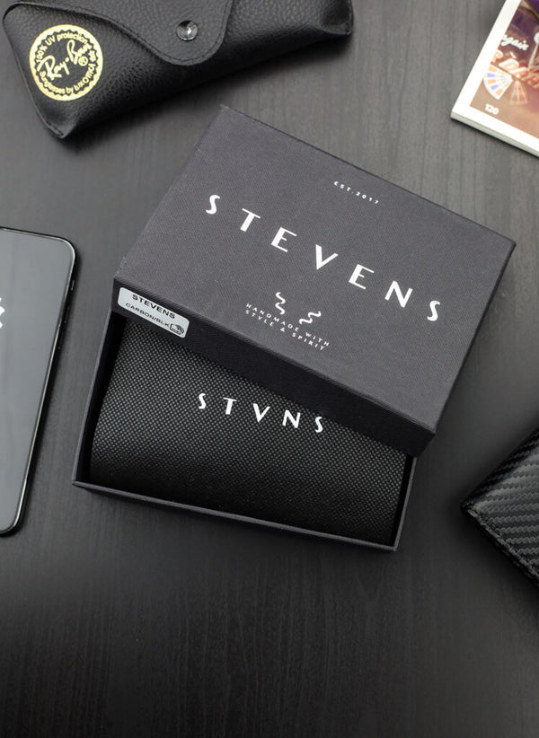 Vīriešu ādas maks Stevens Carbon, melns S184