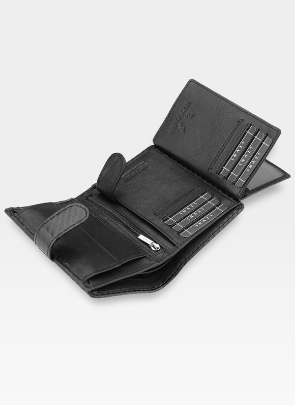 Vīriešu ādas maks Stevens Carbon, melns S184
