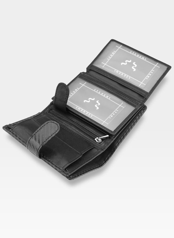 Vīriešu ādas maks Stevens Carbon, melns S184
