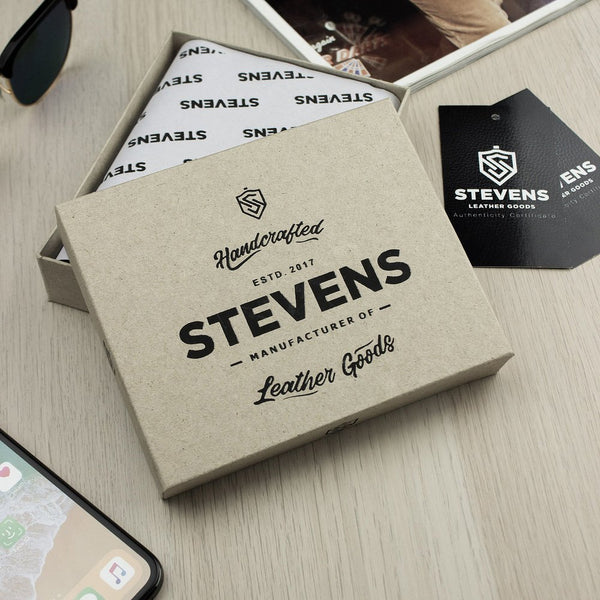 Vīriešu ādas maks STEVENS ar RFID aizsardzību, melns S196