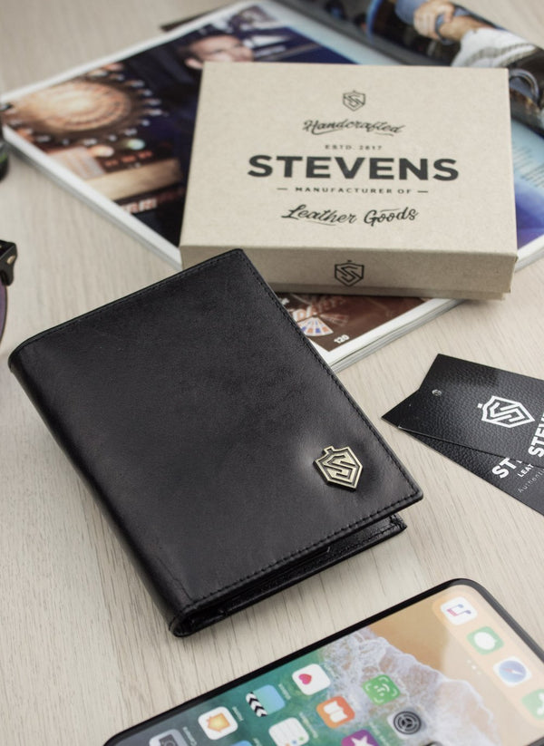 Vīriešu ādas maks STEVENS ar RFID aizsardzību Slim SLIM S197