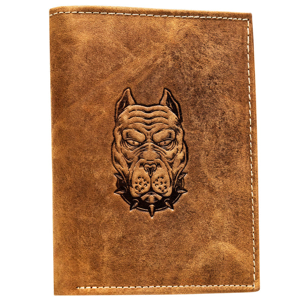 Vīriešu ādas maks ar suņa galvas apdruku S159