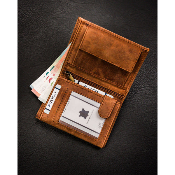 Vīriešu ādas maks ar suņa galvas apdruku S159