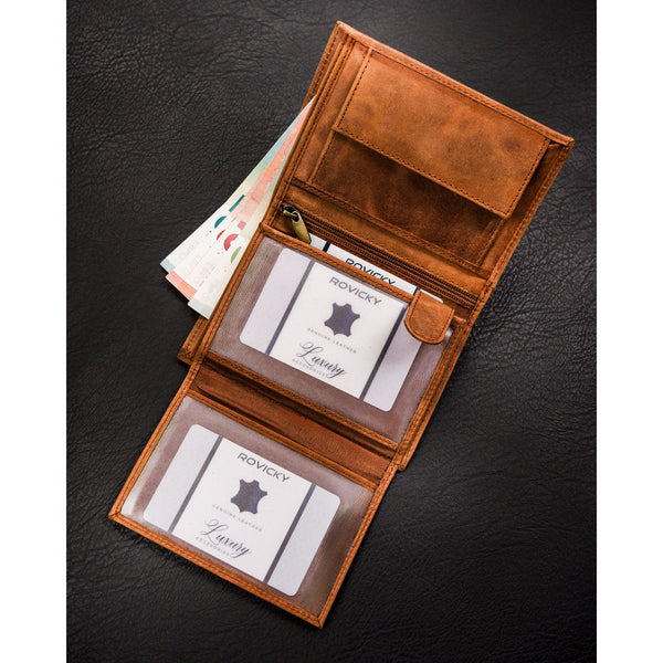 Vīriešu ādas maks ar suņa galvas apdruku S159