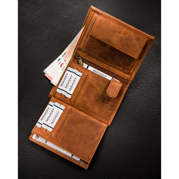 Vīriešu ādas maks ar suņa galvas apdruku S159