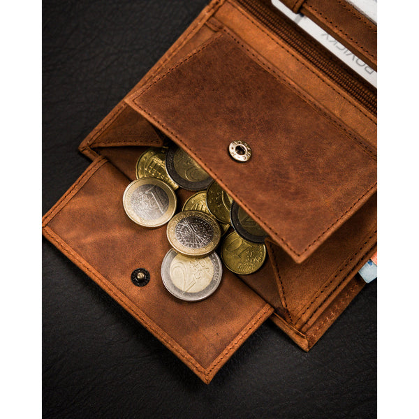 Vīriešu ādas maks ar suņa galvas apdruku S159