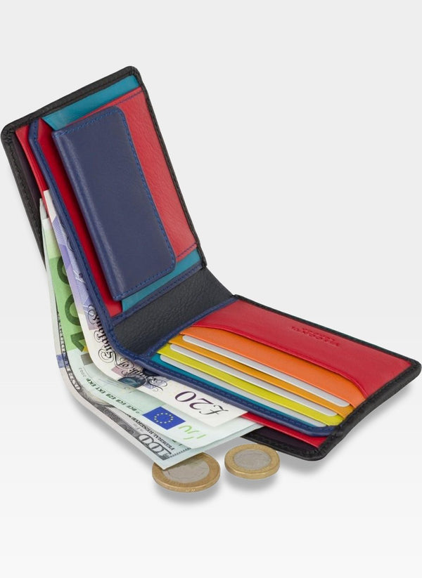Vīriešu ādas maks VISCONTI SP61 melns + daudzkrāsains ar RFID aizsardzību S177