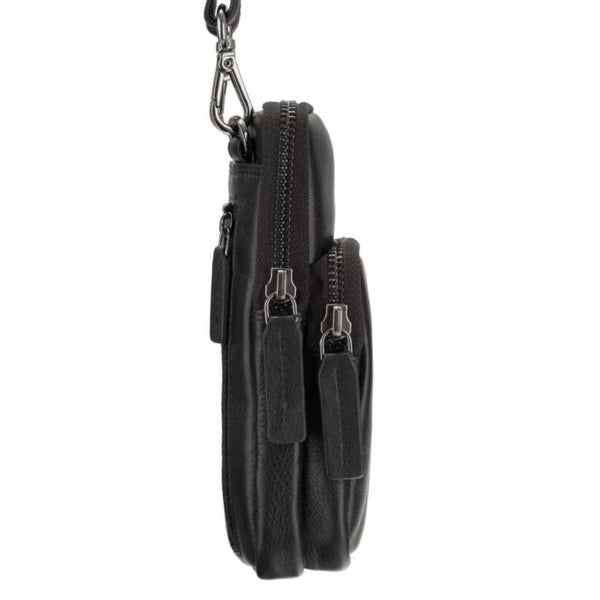 Vīriešu ādas rokassoma, Visconti S-5, melna R217