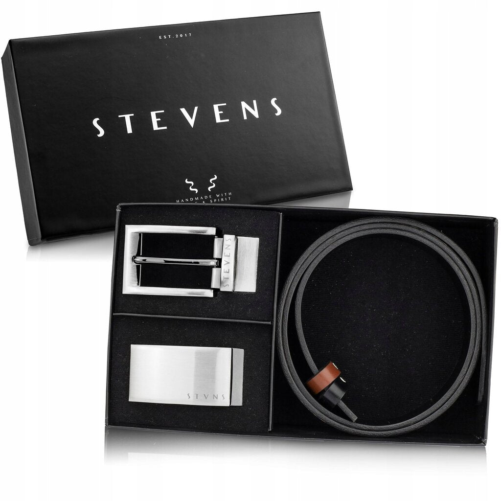 Vīriešu divpusēja ādas josta 4in1 Stevens D79