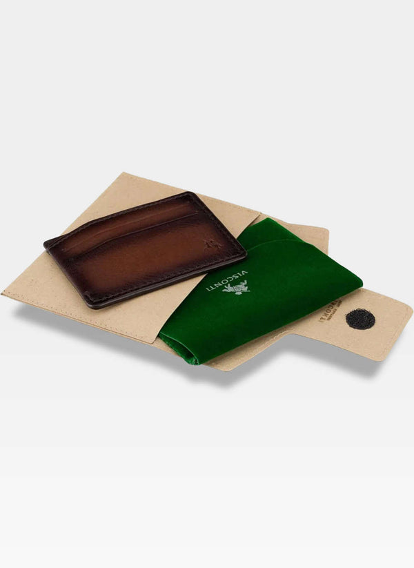 Vīriešu īstas ādas karšu maciņš Visconti MT-86, tumši brūns S2