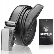Vīriešu ādas josta Stevens ar automātisko sprādzi, melna D35